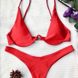 Plunge red swimsuit!